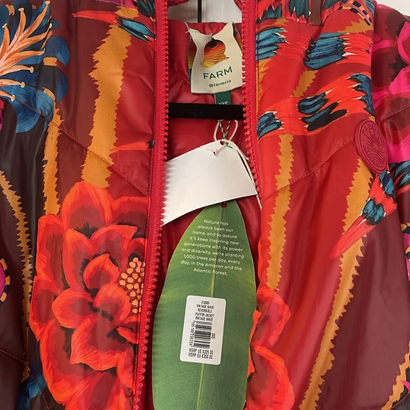 XXS Farm Rio Vintage Wave Reversible Puffer Jacket - Picture 4 of 6